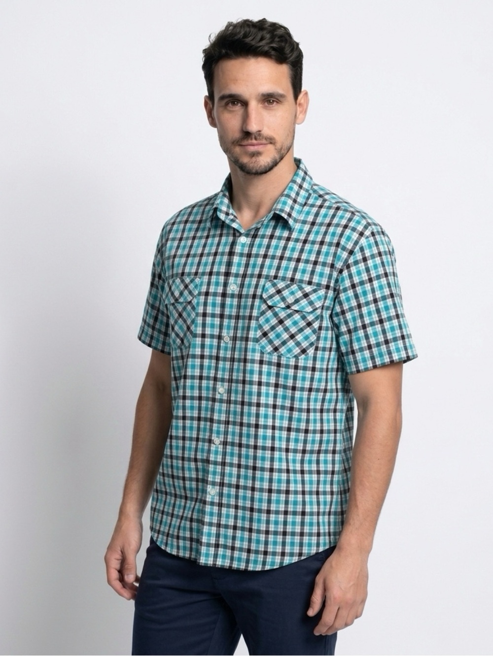 Chaps Denim Men's XL Plaid Short Sleeve Button-Up Shirt Multicolor